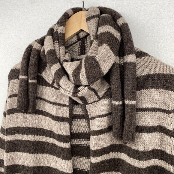 BCBG MAXAZRIA Cardigan 2XS Scarf Striped Open Front Draped Neck Gray Brown - Picture 2 of 16